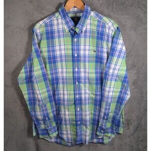Vineyard Vines Slim Fit Whale Shirt Mens L Long Sleeve Button Up Plaid Preppy
